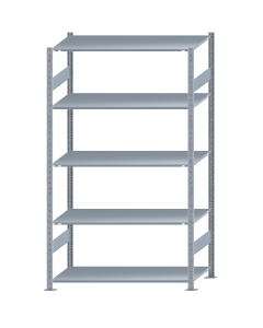 Fachbodenregal Stecksystem, Grundregal, beidseitig nutzbar, H2300xB1300xT600, 5 Fachböden, Fachlast 150kg, sendzimirverzinkt