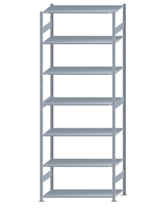 Fachbodenregal Stecksystem, Grundregal, beidseitig nutzbar, H3500xB1300xT600, 7 Fachböden, Fachlast 150kg, sendzimirverzinkt