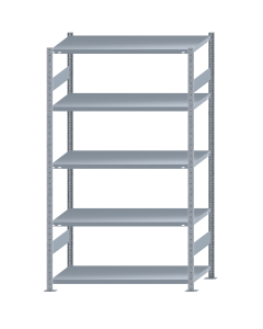 Fachbodenregal Stecksystem, Grundregal, beidseitig nutzbar, H2300xB1300xT600, 5 Fachböden, Fachlast 250kg, sendzimirverzinkt