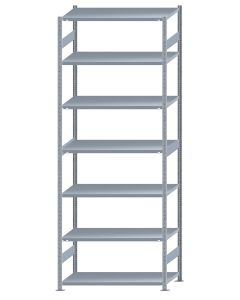 Fachbodenregal Stecksystem, Grundregal, beidseitig nutzbar, H3500xB1300xT600, 7 Fachböden, Fachlast 250kg, sendzimirverzinkt