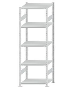 Fachbodenregal Stecksystem, Grundregal, beidseitig nutzbar, H2300xB750xT600, 5 Fachböden, Fachlast 250kg, RAL 7035 lichtgrau