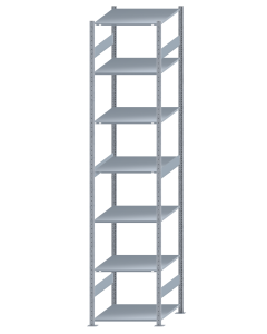 Fachbodenregal Stecksystem, Grundregal, beidseitig nutzbar, H3500xB750xT800, 7 Fachböden, Fachlast 150kg, sendzimirverzinkt