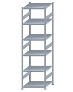 Fachbodenregal Stecksystem, Grundregal, beidseitig nutzbar, H2750xB750xT800, 6 Fachböden, Fachlast 250kg, sendzimirverzinkt