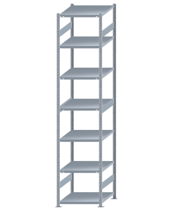 Fachbodenregal Stecksystem, Grundregal, beidseitig nutzbar, H3500xB750xT800, 7 Fachböden, Fachlast 250kg, sendzimirverzinkt