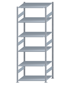 Fachbodenregal Stecksystem, Grundregal, beidseitig nutzbar, H2750xB1000xT800, 6 Fachböden, Fachlast 150kg, sendzimirverzinkt
