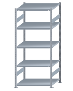Fachbodenregal Stecksystem, Grundregal, beidseitig nutzbar, H2300xB1000xT800, 5 Fachböden, Fachlast 250kg, sendzimirverzinkt