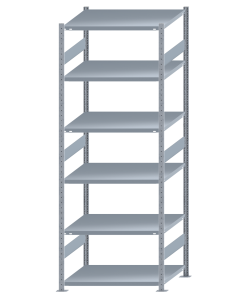 Fachbodenregal Stecksystem, Grundregal, beidseitig nutzbar, H2750xB1000xT800, 6 Fachböden, Fachlast 250kg, sendzimirverzinkt