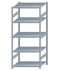 Fachbodenregal Stecksystem, Grundregal, beidseitig nutzbar, H2300xB1000xT800, 5 Fachböden, Fachlast 330kg, sendzimirverzinkt