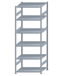 Fachbodenregal Stecksystem, Grundregal, beidseitig nutzbar, H2750xB1000xT800, 6 Fachböden, Fachlast 330kg, sendzimirverzinkt