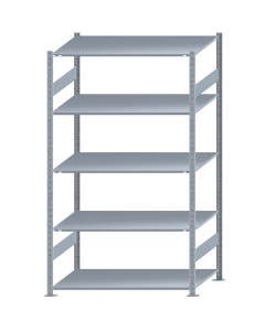 Fachbodenregal Stecksystem, Grundregal, beidseitig nutzbar, H2300xB1300xT800, 5 Fachböden, Fachlast 150kg, sendzimirverzinkt