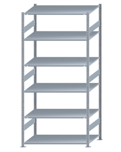 Fachbodenregal Stecksystem, Grundregal, beidseitig nutzbar, H2750xB1300xT800, 6 Fachböden, Fachlast 150kg, sendzimirverzinkt