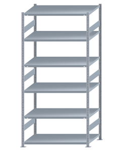 Fachbodenregal Stecksystem, Grundregal, beidseitig nutzbar, H2750xB1300xT800, 6 Fachböden, Fachlast 250kg, sendzimirverzinkt