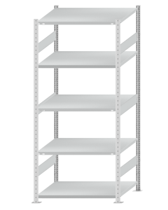 Fachbodenregal Stecksystem, Grundregal, beidseitig nutzbar, H2300xB1000xT800, 5 Fachböden, Fachlast 330kg, RAL 7035 lichtgrau