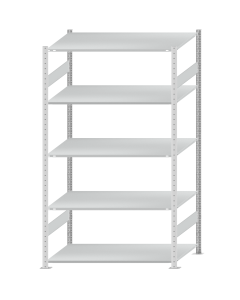 Fachbodenregal Stecksystem, Grundregal, beidseitig nutzbar, H2300xB1300xT800, 5 Fachböden, Fachlast 150kg, RAL 7035 lichtgrau