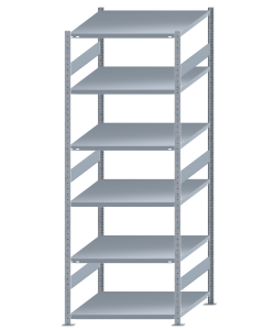Fachbodenregal Stecksystem, Grundregal, beidseitig nutzbar, H2750xB1000xT1000, 6 Fachböden, Fachlast 250kg, sendzimirverzinkt