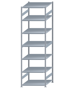 Fachbodenregal Stecksystem, Grundregal, beidseitig nutzbar, H3500xB1000xT1000, 7 Fachböden, Fachlast 250kg, sendzimirverzinkt