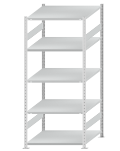 Fachbodenregal Stecksystem, Grundregal, beidseitig nutzbar, H2300xB1000xT1000, 5 Fachböden, Fachlast 250kg, RAL 7035 lichtgrau