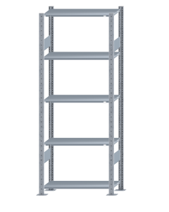 Fachbodenregal Stecksystem, Grundregal, beidseitig nutzbar, H2000xB750xT350, 5 Fachböden, Fachlast 85kg, sendzimirverzinkt