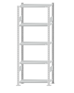 Fachbodenregal Stecksystem, Grundregal, beidseitig nutzbar, H2000xB750xT350, 5 Fachböden, Fachlast 85kg, RAL 7035 lichtgrau