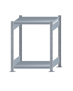 Fachbodenregal Stecksystem, Grundregal, beidseitig nutzbar, H1000xB750xT500 mm, 2 Fachböden, Fachlast 250 kg, sendzimirverzinkt