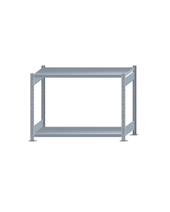 Fachbodenregal Stecksystem, Grundregal, beidseitig nutzbar, H1000xB1300xT500 mm, 2 Fachböden, Fachlast 250 kg, sendzimirverzinkt