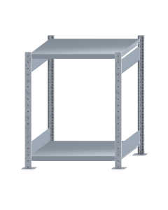 Fachbodenregal Stecksystem, Grundregal, beidseitig nutzbar, H1000xB750xT600 mm, 2 Fachböden, Fachlast 250 kg, sendzimirverzinkt