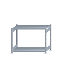 Fachbodenregal Stecksystem, Grundregal, beidseitig nutzbar, H1000xB1300xT600 mm, 2 Fachböden, Fachlast 250 kg, sendzimirverzinkt
