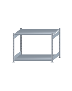 Fachbodenregal Stecksystem, Grundregal, beidseitig nutzbar, H1000xB1300xT800 mm, 2 Fachböden, Fachlast 250 kg, sendzimirverzinkt