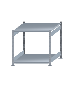 Fachbodenregal Stecksystem, Grundregal, beidseitig nutzbar, H1000xB1000xT1000 mm, 2 Fachböden, Fachlast 250 kg, sendzimirverzinkt