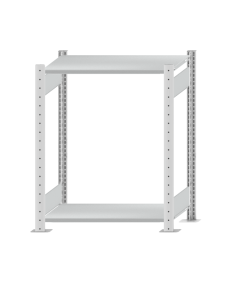 Fachbodenregal Stecksystem, Grundregal, beidseitig nutzbar, H1000xB750xT400 mm, 2 Fachböden, Fachlast 150 kg, RAL 7035 lichtgrau