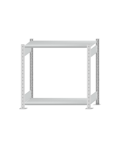 Fachbodenregal Stecksystem, Grundregal, beidseitig nutzbar, H1000xB1000xT400 mm, 2 Fachböden, Fachlast 150 kg, RAL 7035 lichtgrau