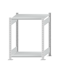 Fachbodenregal Stecksystem, Grundregal, beidseitig nutzbar, H1000xB750xT500 mm, 2 Fachböden, Fachlast 150 kg, RAL 7035 lichtgrau