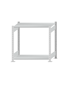 Fachbodenregal Stecksystem, Grundregal, beidseitig nutzbar, H1000xB1000xT500 mm, 2 Fachböden, Fachlast 150 kg, RAL 7035 lichtgrau