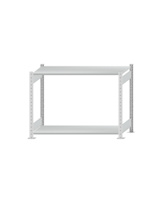 Fachbodenregal Stecksystem, Grundregal, beidseitig nutzbar, H1000xB1300xT500 mm, 2 Fachböden, Fachlast 150 kg, RAL 7035 lichtgrau
