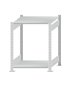 Fachbodenregal Stecksystem, Grundregal, beidseitig nutzbar, H1000xB750xT600 mm, 2 Fachböden, Fachlast 150 kg, RAL 7035 lichtgrau