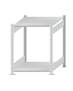 Fachbodenregal Stecksystem, Grundregal, beidseitig nutzbar, H1000xB750xT800 mm, 2 Fachböden, Fachlast 150 kg, RAL 7035 lichtgrau