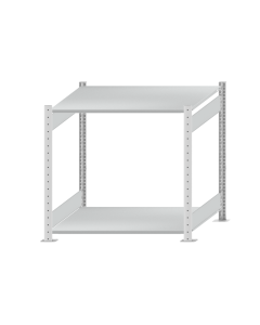 Fachbodenregal Stecksystem, Grundregal, beidseitig nutzbar, H1000xB1000xT800 mm, 2 Fachböden, Fachlast 150 kg, RAL 7035 lichtgrau