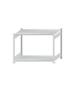 Fachbodenregal Stecksystem, Grundregal, beidseitig nutzbar, H1000xB1300xT800 mm, 2 Fachböden, Fachlast 150 kg, RAL 7035 lichtgrau