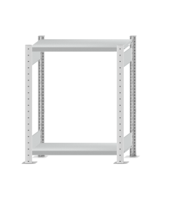 Fachbodenregal Stecksystem, Grundregal, beidseitig nutzbar, H1000xB750xT300 mm, 2 Fachböden, Fachlast 250 kg, RAL 7035 lichtgrau