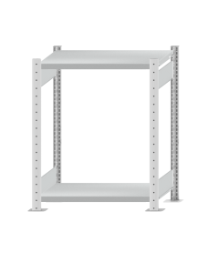 Fachbodenregal Stecksystem, Grundregal, beidseitig nutzbar, H1000xB750xT400 mm, 2 Fachböden, Fachlast 250 kg, RAL 7035 lichtgrau
