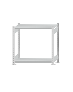 Fachbodenregal Stecksystem, Grundregal, beidseitig nutzbar, H1000xB1000xT400 mm, 2 Fachböden, Fachlast 250 kg, RAL 7035 lichtgrau