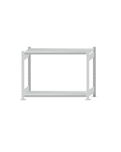 Fachbodenregal Stecksystem, Grundregal, beidseitig nutzbar, H1000xB1300xT400 mm, 2 Fachböden, Fachlast 250 kg, RAL 7035 lichtgrau