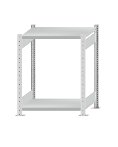 Fachbodenregal Stecksystem, Grundregal, beidseitig nutzbar, H1000xB750xT500 mm, 2 Fachböden, Fachlast 250 kg, RAL 7035 lichtgrau