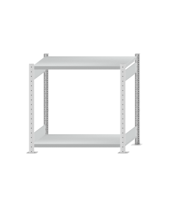 Fachbodenregal Stecksystem, Grundregal, beidseitig nutzbar, H1000xB1000xT500 mm, 2 Fachböden, Fachlast 250 kg, RAL 7035 lichtgrau