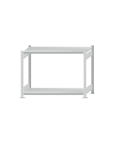Fachbodenregal Stecksystem, Grundregal, beidseitig nutzbar, H1000xB1300xT500 mm, 2 Fachböden, Fachlast 250 kg, RAL 7035 lichtgrau