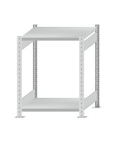 Fachbodenregal Stecksystem, Grundregal, beidseitig nutzbar, H1000xB750xT600 mm, 2 Fachböden, Fachlast 250 kg, RAL 7035 lichtgrau