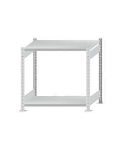 Fachbodenregal Stecksystem, Grundregal, beidseitig nutzbar, H1000xB1000xT600 mm, 2 Fachböden, Fachlast 250 kg, RAL 7035 lichtgrau