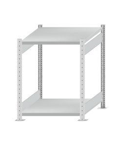 Fachbodenregal Stecksystem, Grundregal, beidseitig nutzbar, H1000xB750xT800 mm, 2 Fachböden, Fachlast 250 kg, RAL 7035 lichtgrau