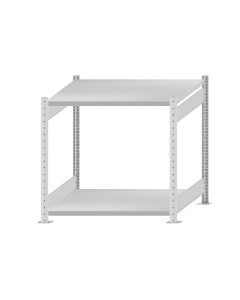 Fachbodenregal Stecksystem, Grundregal, beidseitig nutzbar, H1000xB1000xT800 mm, 2 Fachböden, Fachlast 250 kg, RAL 7035 lichtgrau