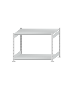 Fachbodenregal Stecksystem, Grundregal, beidseitig nutzbar, H1000xB1300xT800 mm, 2 Fachböden, Fachlast 250 kg, RAL 7035 lichtgrau